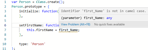 Example of a warning shown by ESLint within the Script Editor